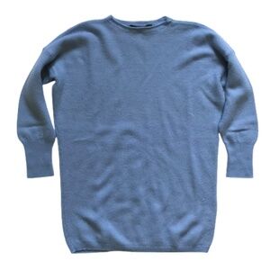 Incentive! Cashmere Sweater Womens Medium Light Blue Jumper 3/4 Sleeve Pullover